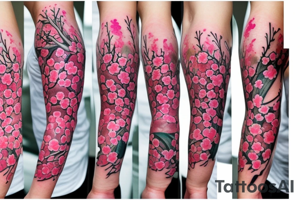 Cherry blossom sleeve tattoo idea