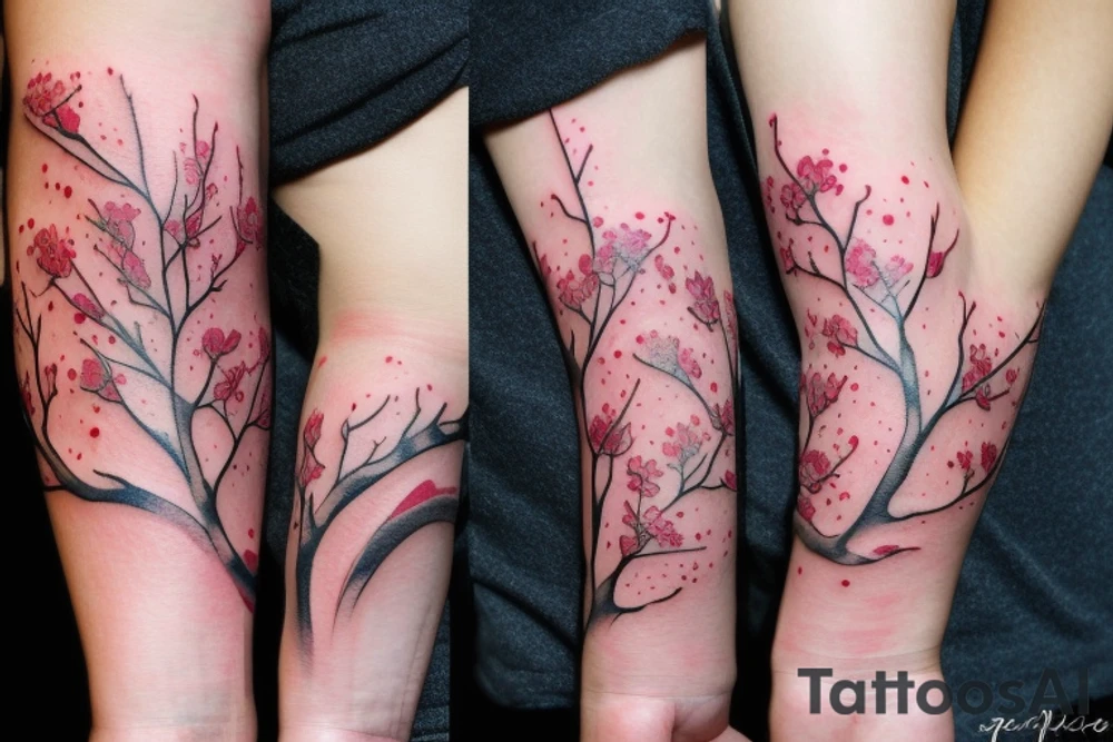 Cherry blossom detailed sleeve tattoo idea