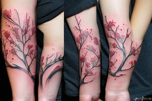 Cherry blossom detailed sleeve tattoo idea