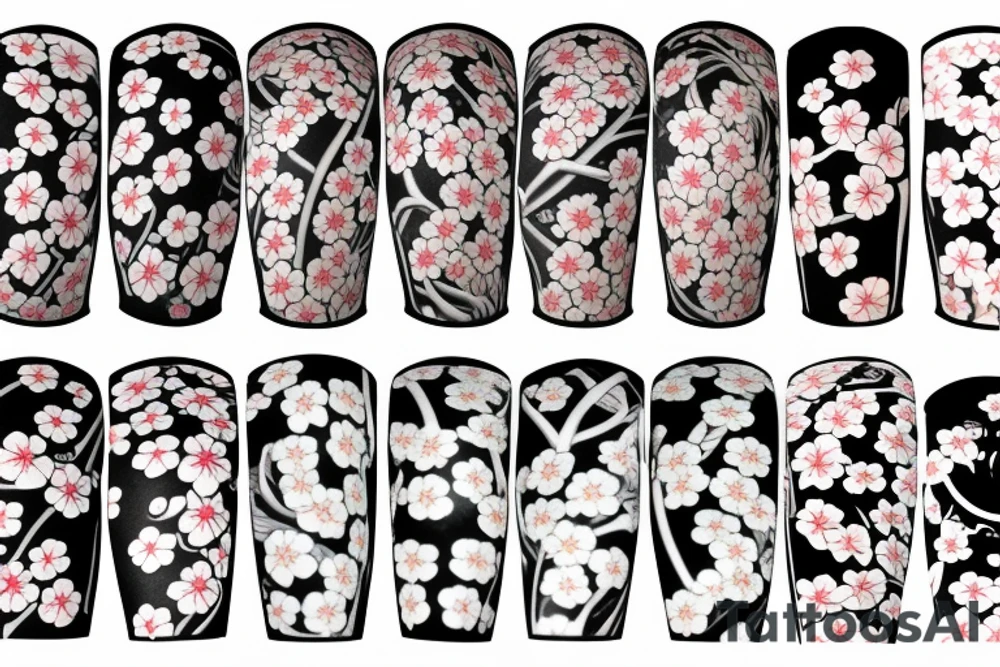 Cherry tree blossom high fidelity tattoo sleeve tattoo idea