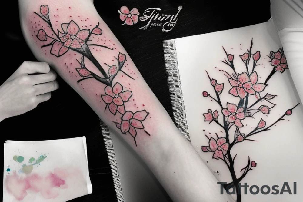 High fidelity cherry blossom tree sleeve tattoo tattoo idea