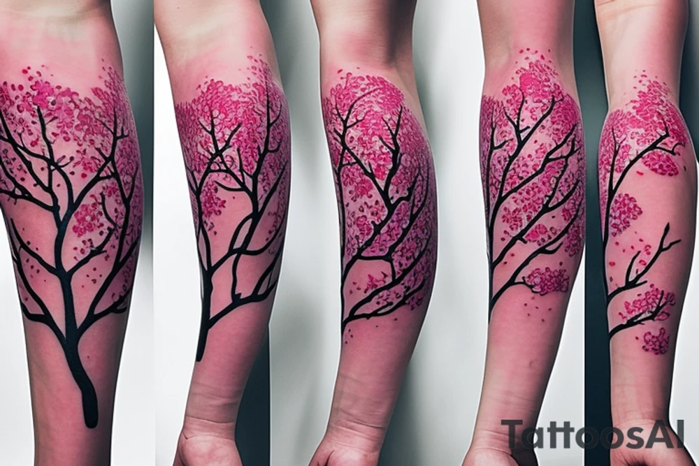 High fidelity cherry blossom tree sleeve tattoo tattoo idea