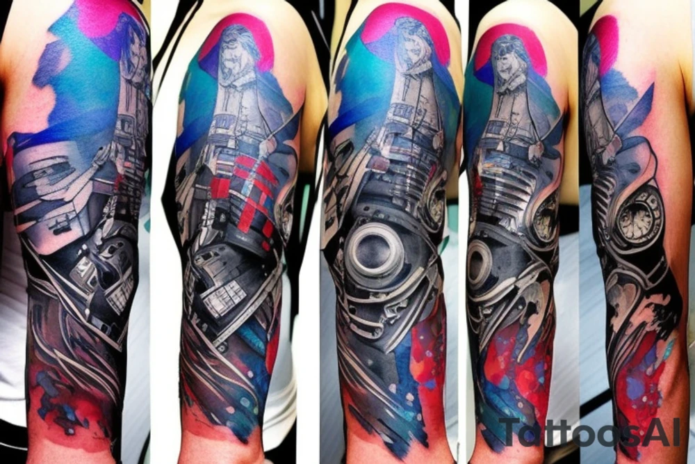 Cyberpunk sleeve tattoo idea