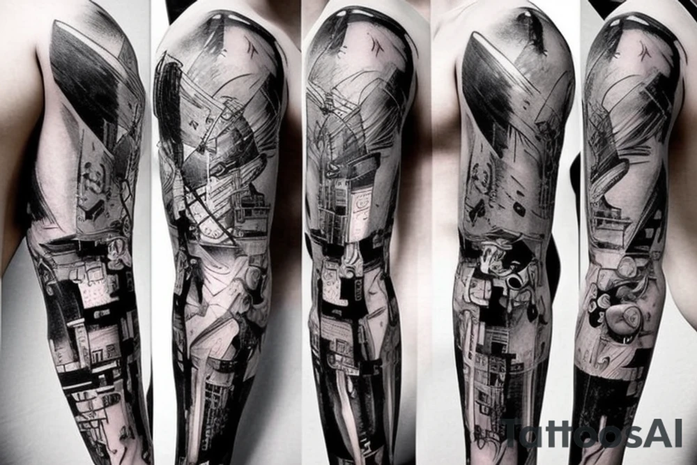 Cyberpunk sleeve tattoo idea