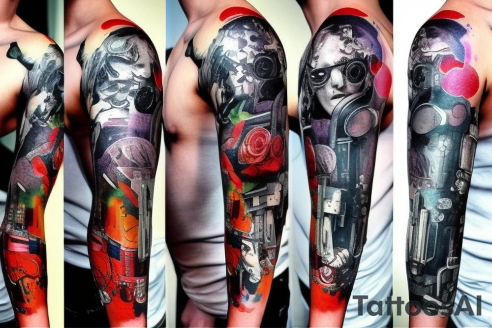 Cyberpunk sleeve tattoo idea