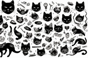 Black cat high definition super detailed manly tattoo idea