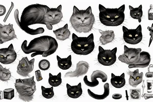 Black cat high definition super detailed manly tattoo idea