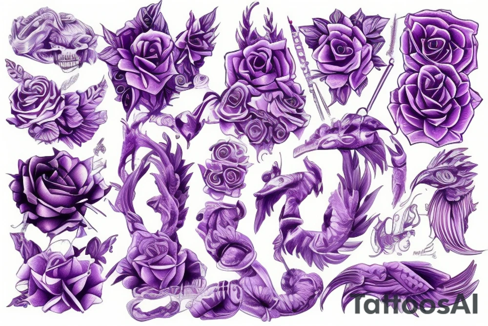 Eva 01 high definition super detailed purple tattoo idea