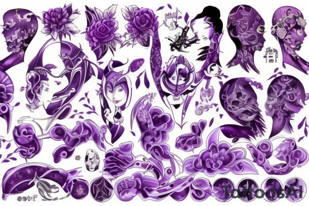 Eva 01 high definition super detailed purple tattoo idea