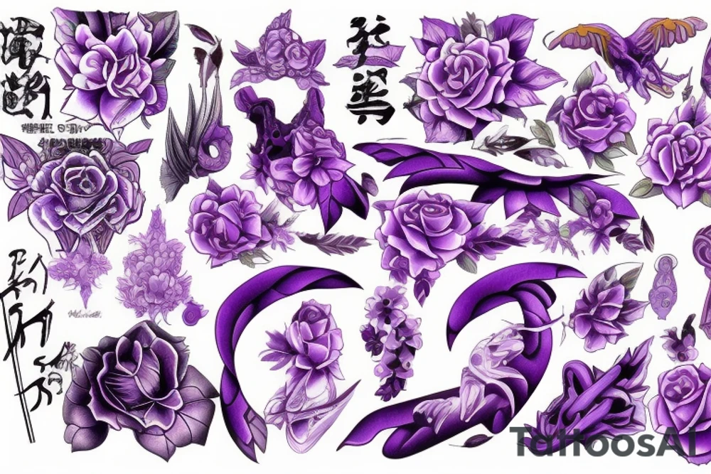 Eva 01 high definition super detailed purple tattoo idea
