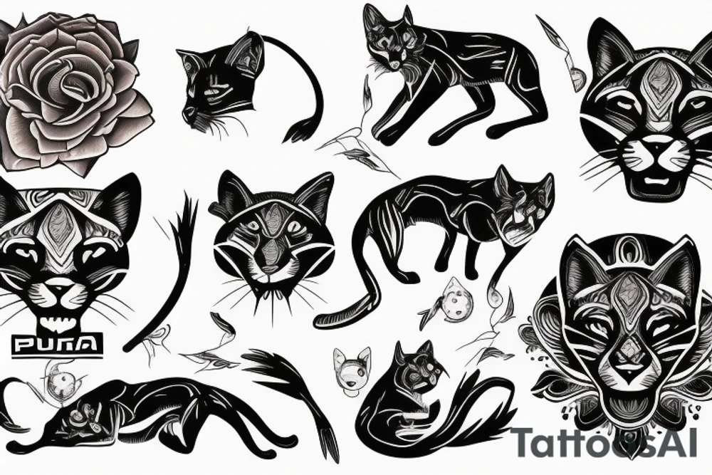 Black puma tattoo idea
