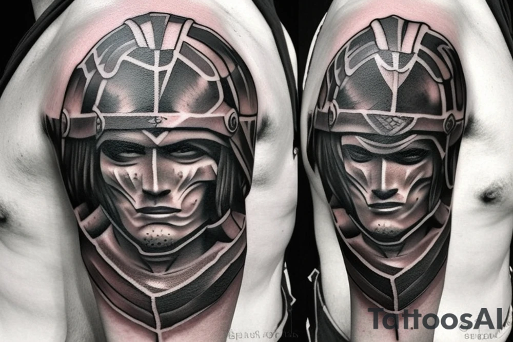 Realistic spartan warrior tattoo idea