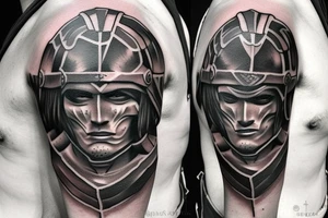 Realistic spartan warrior tattoo idea
