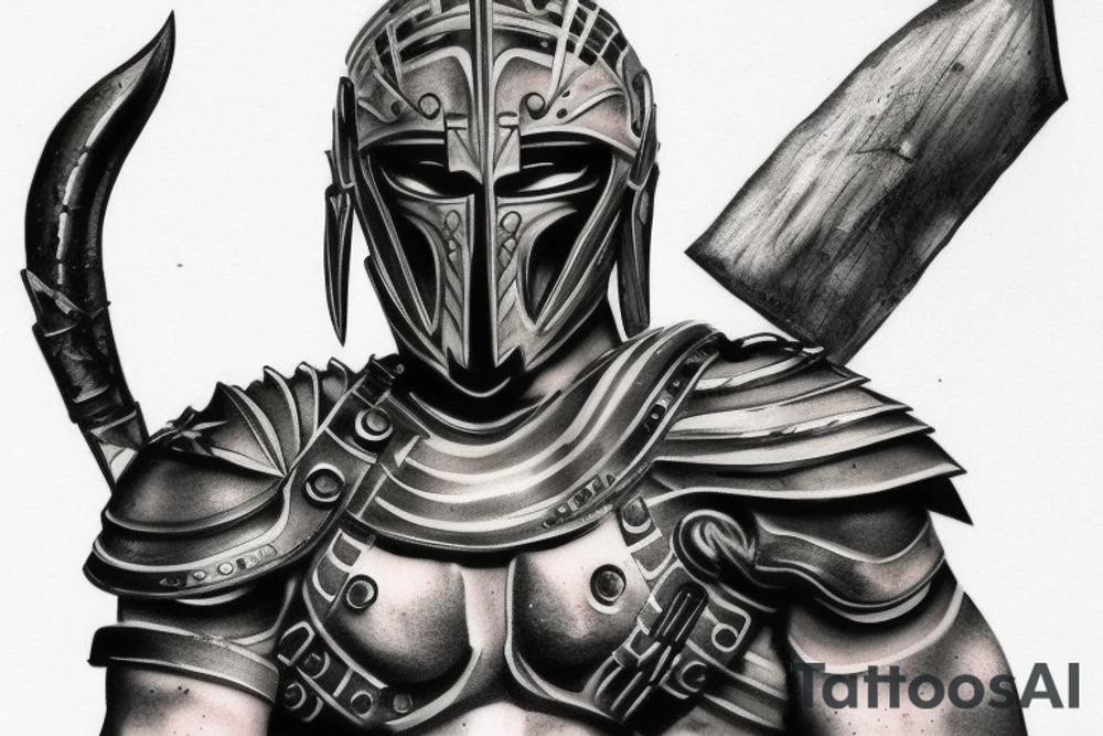 Realistic spartan warrior tattoo idea