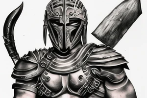 Realistic spartan warrior tattoo idea