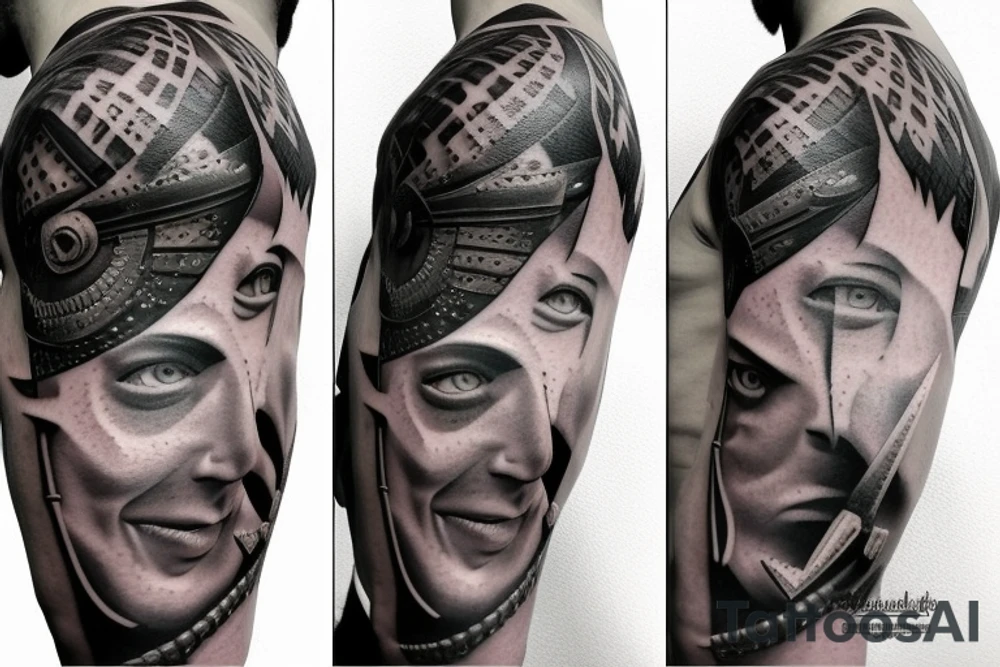 Realistic spartan warrior tattoo idea