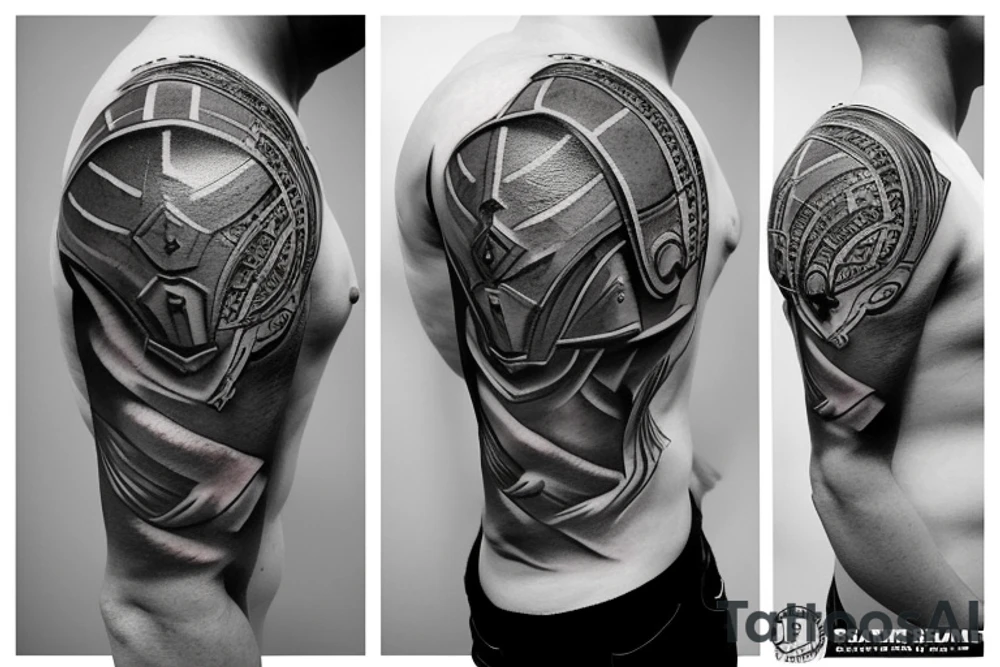 Realistic spartan warrior tattoo idea