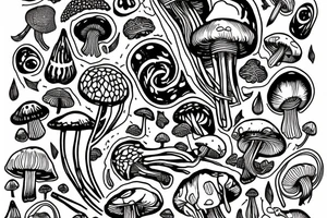 magic mushroom with dna on the stems tattoo idea