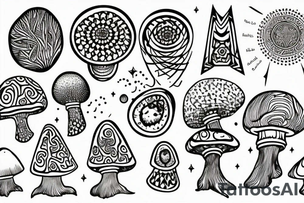 magic mushroom with sacred geometry tattoo idea