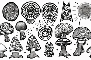 magic mushroom with sacred geometry tattoo idea