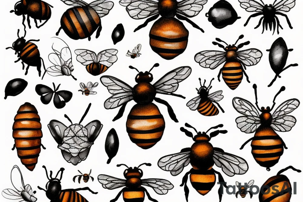 bee on a honey comb tattoo idea