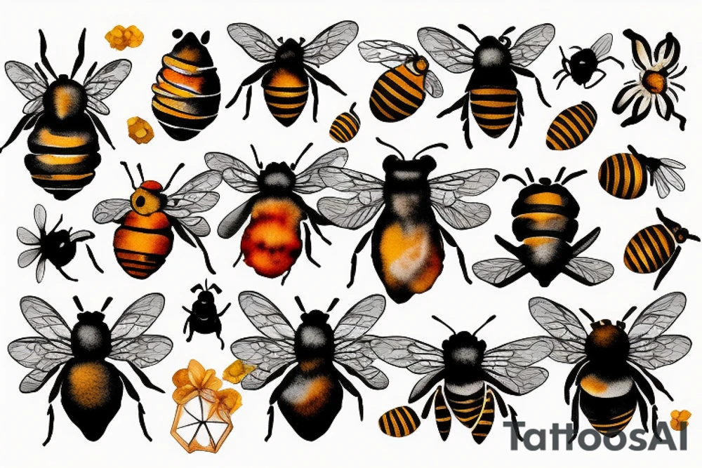 bee on a honey comb tattoo idea