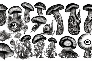 mushroom with eye and gills tattoo idea
