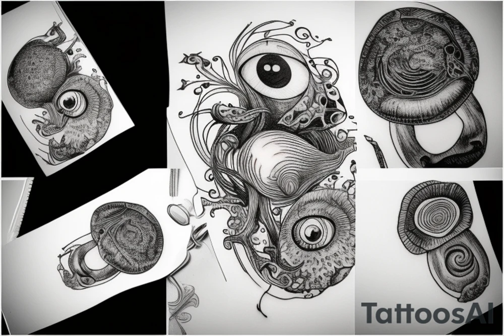 mushroom with eye and gills tattoo idea