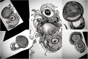 mushroom with eye and gills tattoo idea