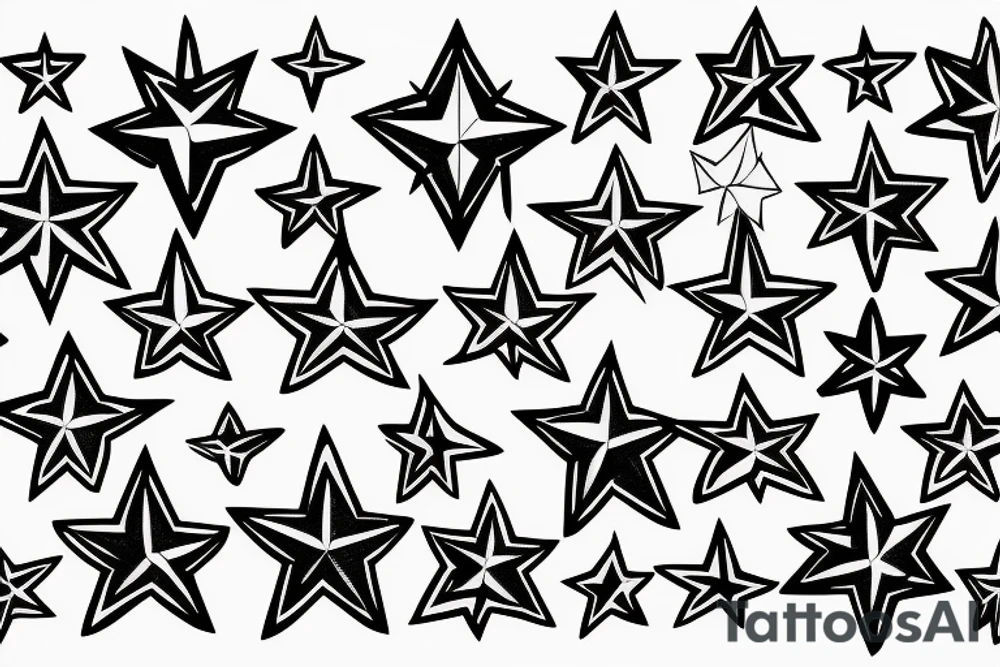 multiple small stars detailed tattoo idea