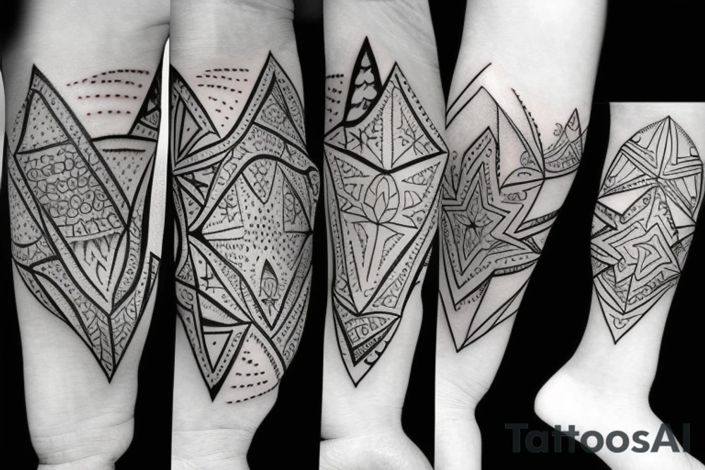 multiple small stars detailed tattoo idea