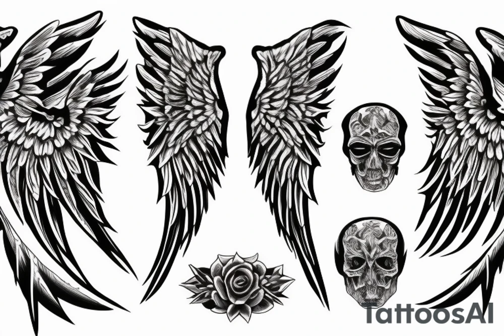 angel with both demonic and angelic wings tattoo idea