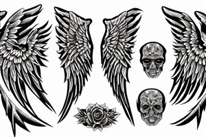 angel with both demonic and angelic wings tattoo idea