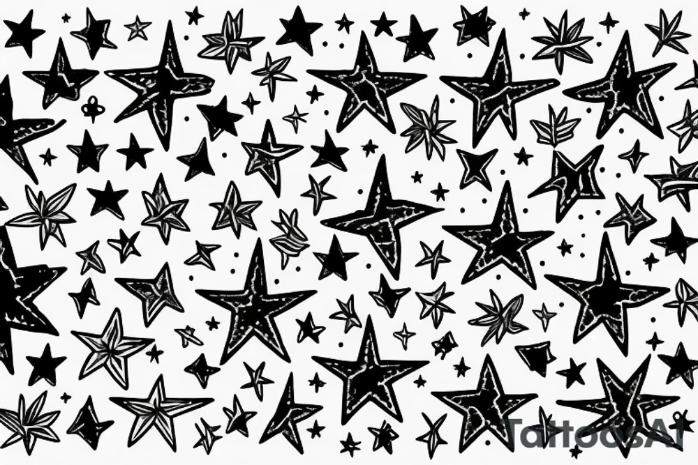 multiple small stars detailed tattoo idea
