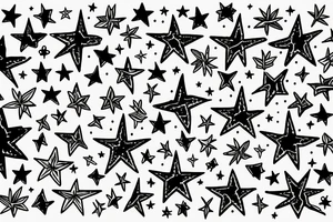 multiple small stars detailed tattoo idea