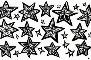 multiple small stars detailed tattoo idea