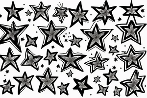 multiple small stars detailed tattoo idea