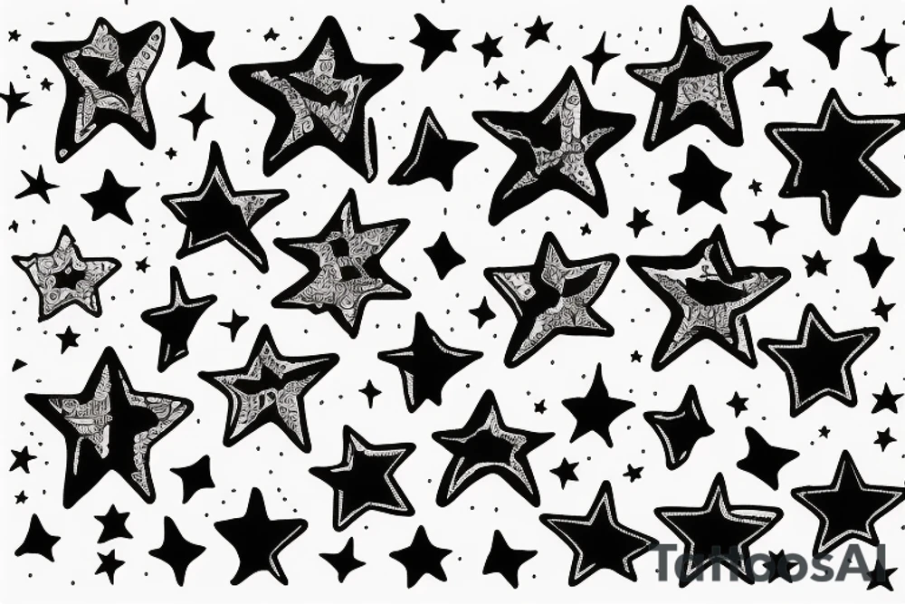 multiple small stars detailed tattoo idea