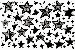 multiple small stars detailed tattoo idea