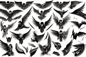 fallen angel with white wings and bat wings tattoo idea