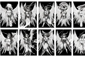 fallen angel with white wings and bat wings tattoo idea