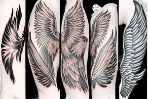 fallen angel with white wings and bat wings tattoo idea