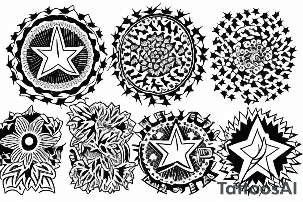 multiple stars detailed tattoo idea