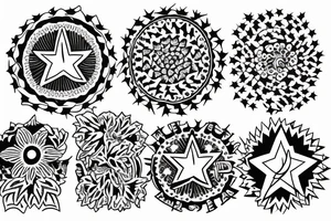 multiple stars detailed tattoo idea