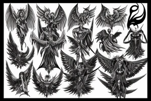 nephilim with white wings and bat wings tattoo idea