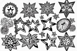 multiple stars detailed tattoo idea