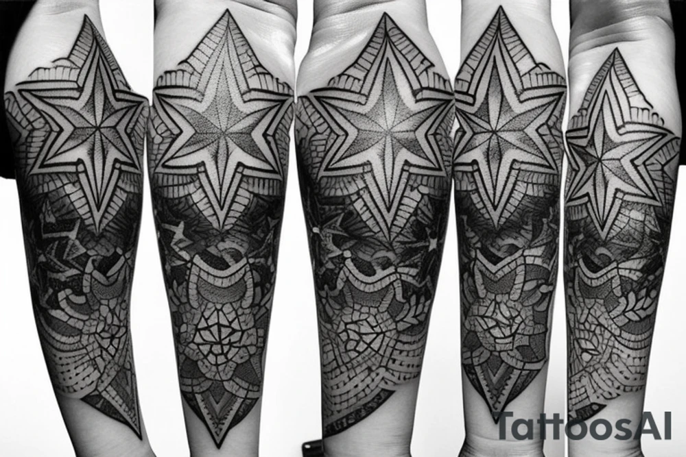 multiple stars detailed creative tattoo idea