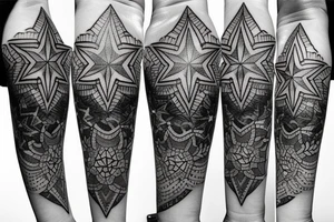 multiple stars detailed creative tattoo idea