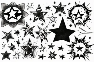 multiple stars detailed creative tattoo idea