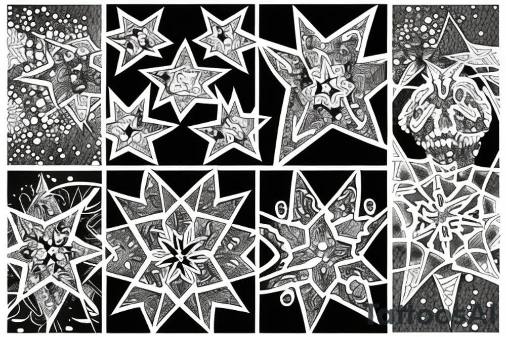 multiple stars, detailed creative tattoo idea
